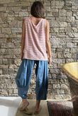  Benji Linen Panel Wave Vest Wild Rose - 
